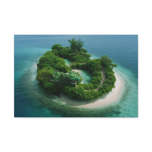 Tropical Island Shaped Like a Dragon (Edition IV) — 24×16 Canvas Wall Art — Front Gallery-Wrapped Canvas View