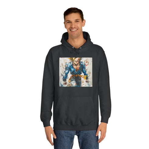Trunks Ssj Graphic Unisex College Hoodie - Lifestyle Model View