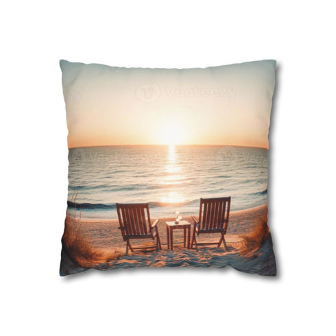 Two Chairs Face the Sunset — 40×40 Cushion Cover — Front 40×40 cm Square Cushion View