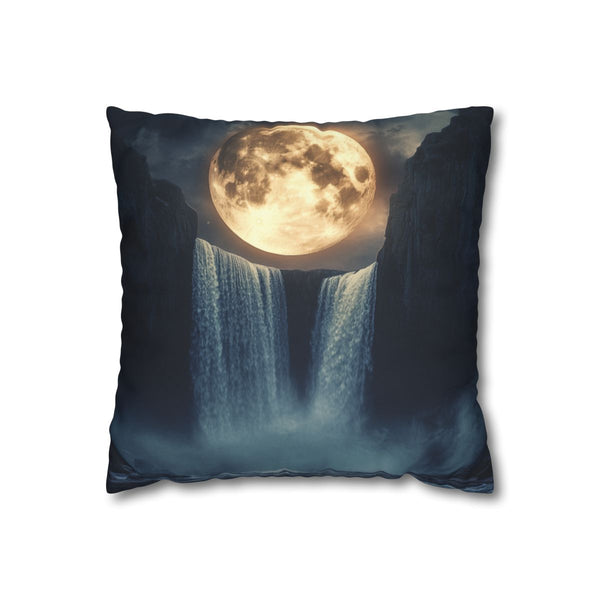 Two Moons Eclipsing over Waterfalls (Edition IV) — Double-Sided Cushion Cover — Front Double-Sided Cushion View