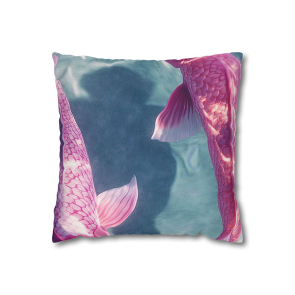 Two Pink Koi Fish in Crystal Clear Water Their Pink — Double-Sided Cushion Cover — Front Double-Sided Cushion View