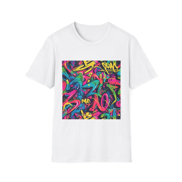Bright Neon Street Art Graffiti Pattern — Graphic Cotton T-Shirt — Front Graphic Print View