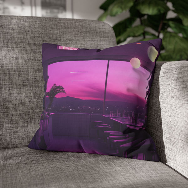 Vaporwave Diner on the Edge of the Universe (Edition III) — Double-Sided Cushion Cover — Sofa & Armchair Living Room Lifestyle View