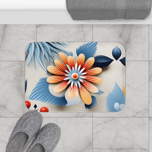 Various Flowers Repeating Pattern — Non-Slip Bath Mat — Bathroom Floor Lifestyle View