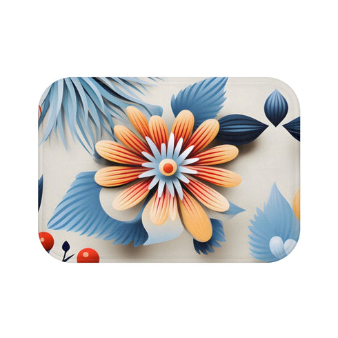 Various Flowers Repeating Pattern — Non-Slip Bath Mat — Top-Down Velvet Microfibre Artwork View