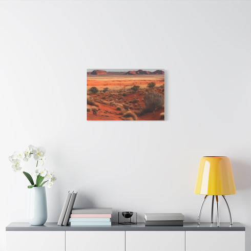 Crimson Desert Sandstone Canyon Monoliths — Stretched Canvas Wall Art — Living Room Wall Lifestyle View