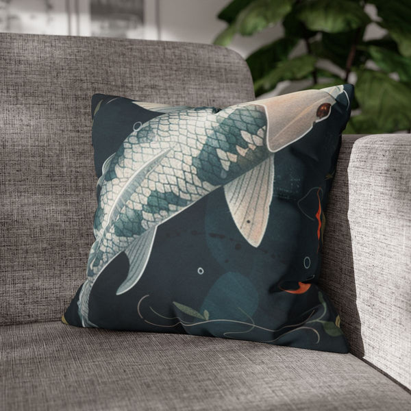 Vector Illustration of Koi Fish Simple Flat Style With — 40×40 Cushion Cover — Sofa & Armchair Living Room Lifestyle View