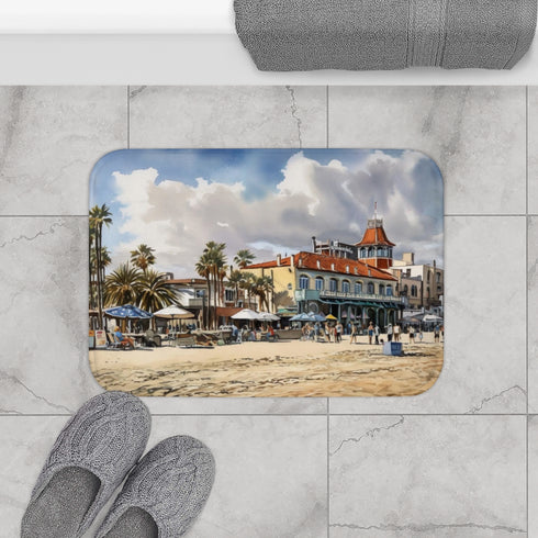 Venice Beach — Non-Slip Bath Mat — Bathroom Floor Lifestyle View