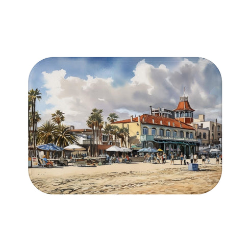 Venice Beach — Non-Slip Bath Mat — Top-Down Velvet Microfibre Artwork View