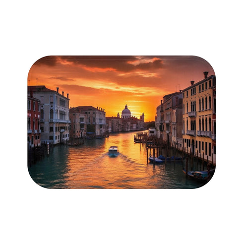 Venice Italy — Non-Slip Bath Mat — Top-Down Velvet Microfibre Artwork View