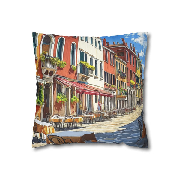 Venice Italy Main Squar Painting Sunny (Edition III) — 40×40 Cushion Cover — Front 40×40 cm Square Cushion View