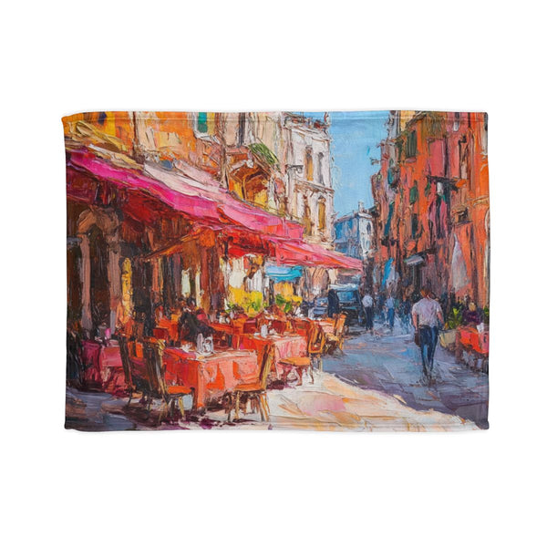 Venice Italy Main Squar Painting Sunny (Edition IV) — 50×60 Plush Throw Blanket — Full Spread Plush Fleece Artwork View