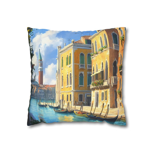 Venice Italy Main Squar Painting Sunny (Edition V) — 40×40 Cushion Cover — Front 40×40 cm Square Cushion View