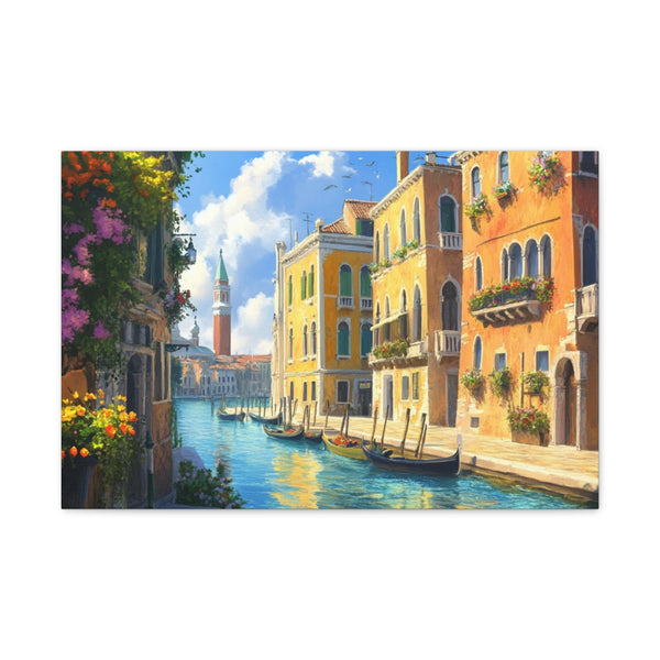 Venice Italy Main Squar Painting Sunny (Edition V) — 24×16 Canvas Wall Art — Front Gallery-Wrapped Canvas View
