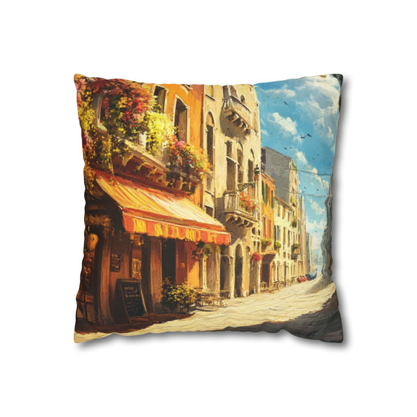 Venice Italy Main Squar Painting Sunny (Edition VIII) — 40×40 Cushion Cover — Front 40×40 cm Square Cushion View