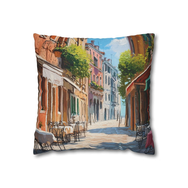 Venice Italy Main Squar Painting Sunny (Edition X) — 40×40 Cushion Cover — Front 40×40 cm Square Cushion View
