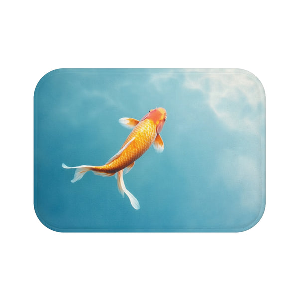 Vibrant Koi Fish Swimming in Sky — Memory Foam Bath Mat — Top-Down Memory Foam Bath Mat View