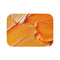 Warm Burnt Orange & Terracotta Abstract — Non-Slip Bath Mat — Top-Down Velvet Microfibre Artwork View