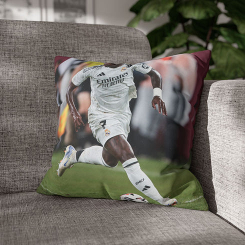 Vinicius Jr — 40×40 Cushion Cover — Sofa & Living Room Lifestyle View