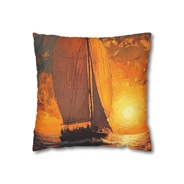 Vintage Calm Horizon Oil Painting — 40×40 Cushion Cover — Front 40×40 cm Square Cushion View
