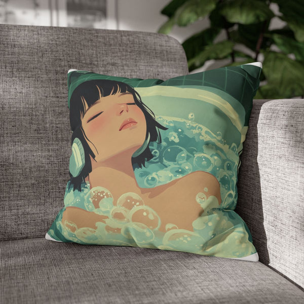 Vintage Japanese Animation Style 1980s 1990s Aestheti — 40×40 Cushion Cover — Sofa & Armchair Living Room Lifestyle View