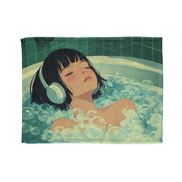 Vintage Japanese Animation Style 1980s 1990s Aestheti — 50×60 Plush Throw Blanket — Full Spread Plush Fleece Artwork View