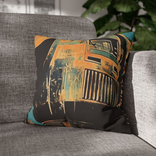 Vintage Retro Futuristic Asian Samari Star Wars Mo — 40×40 Cushion Cover — Sofa & Armchair Living Room Lifestyle View
