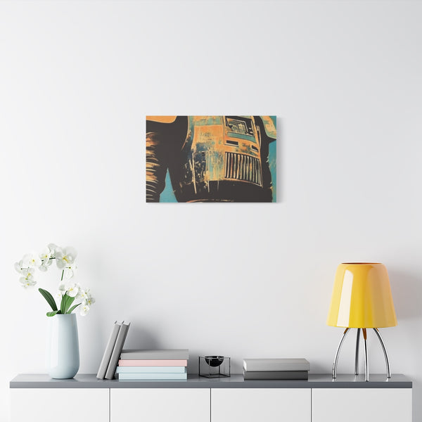 Vintage Retro Futuristic Asian Samari Star Wars Mo — 24×16 Canvas Wall Art — Living Room Wall Lifestyle View