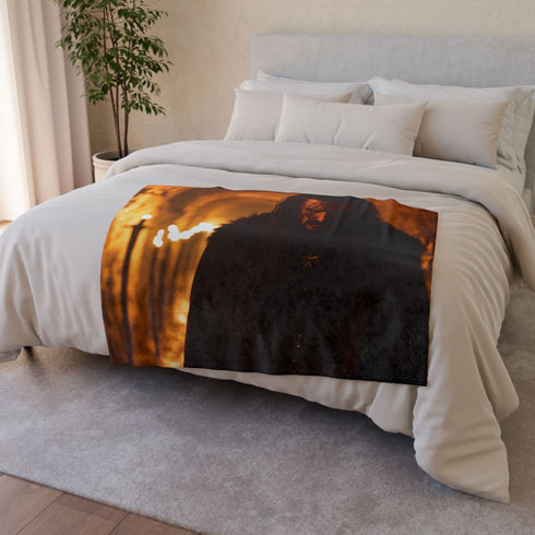 Vlad the Impaler in Gothic Medieval — Plush Fleece Throw Blanket — Drape over Sofa & Bed Lifestyle View