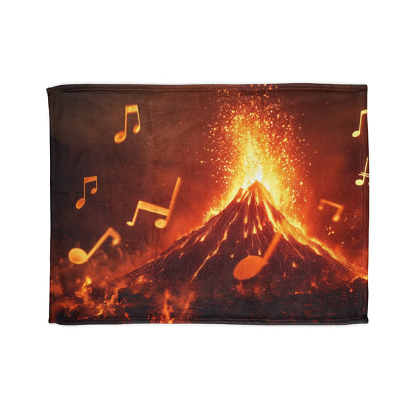 Volcano Erupting into Music Notes (Edition III) — Plush Fleece Throw Blanket — Full Spread Plush Fleece Artwork View