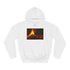 Volcano Erupting Into Music Notes Graphic Unisex College Hoodie - Arctic White Front
