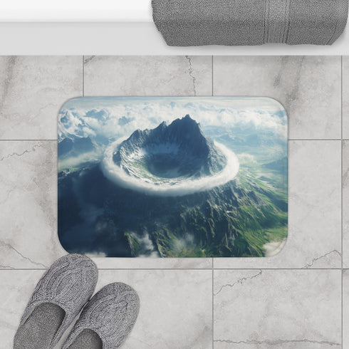 Vortex Above Mountain Peak (Edition III) — 61×43 Memory Foam Bath Mat — Modern Bathroom Floor Lifestyle View