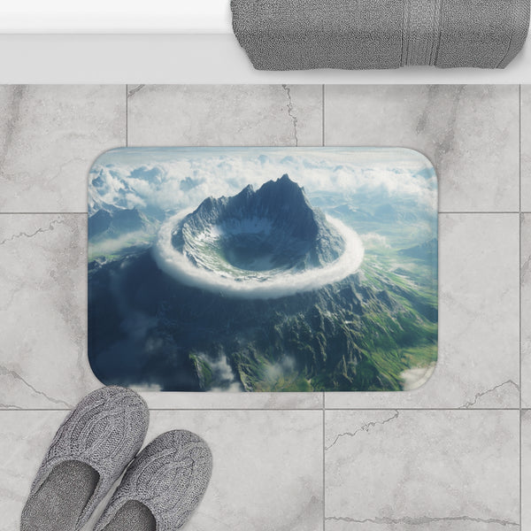 Vortex Above Mountain Peak (Edition III) — Memory Foam Bath Mat — Modern Bathroom Floor Lifestyle View