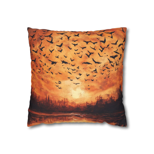 Vortex of Birds above Crystal Lake Double-Sided Square Cushion Cover