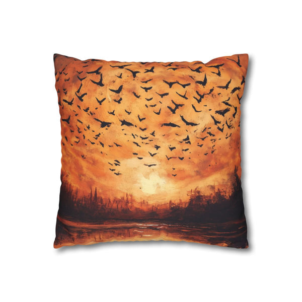 Vortex of Birds above Crystal Lake Double-Sided Square Cushion Cover