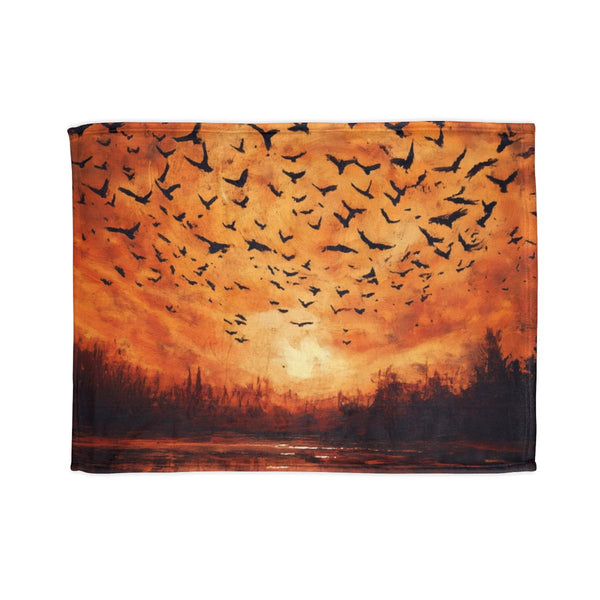 Vortex of Birds above Crystal Lake Plush Fleece Throw Blanket
