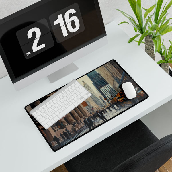 Wall Street New York Painting (Edition II) — XXL Gaming Desk Mat — Gaming & Workspace Desk Setup View