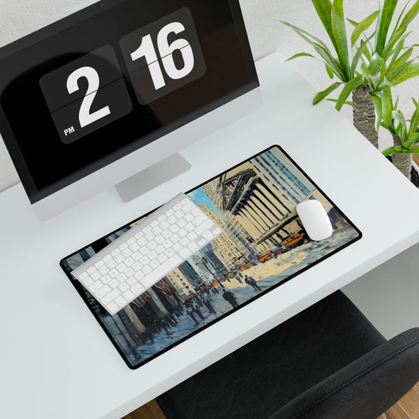 Wall Street New York Painting (Edition IV) — XXL Gaming Desk Mat — Gaming & Workspace Desk Setup View