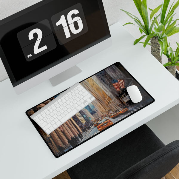 Wall Street New York Painting (Edition VI) — XXL Gaming Desk Mat — Gaming & Workspace Desk Setup View