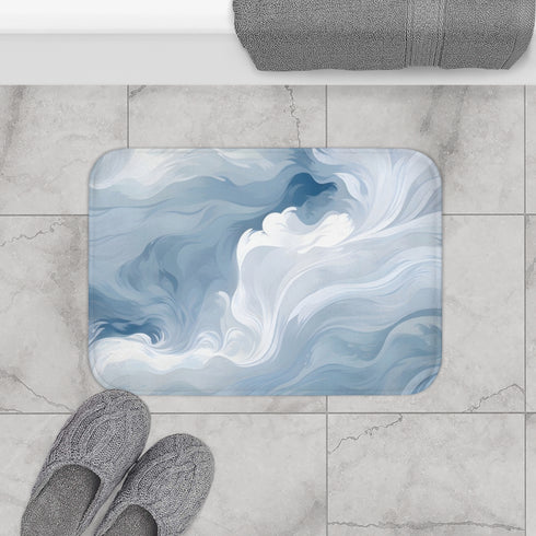 Soft Minimalist Japandi Wabi-Sabi Curves — Non-Slip Bath Mat — Bathroom Floor Lifestyle View