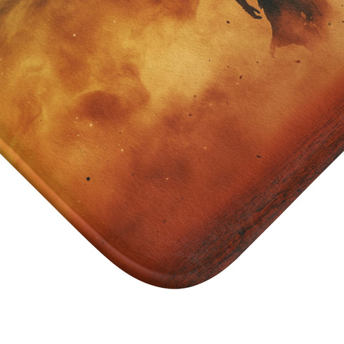 Warrior Standing in Cosmic Sandstorm (Edition III) — 61×43 Memory Foam Bath Mat — Cushioned Memory Foam & Microfibre Close-Up