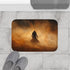 Warrior Standing in Cosmic Sandstorm — 61×43 Memory Foam Bath Mat — Modern Bathroom Floor Lifestyle View