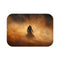 Warrior Standing in Cosmic Sandstorm — 61×43 Memory Foam Bath Mat — Top-Down Velvet Microfibre Artwork View
