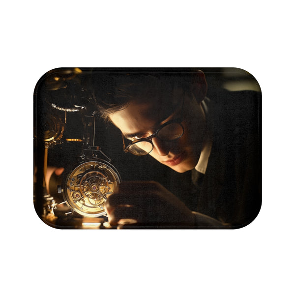 Watchmaker Assembling Time with Light (Edition IV) — Memory Foam Bath Mat — Top-Down Memory Foam Bath Mat View