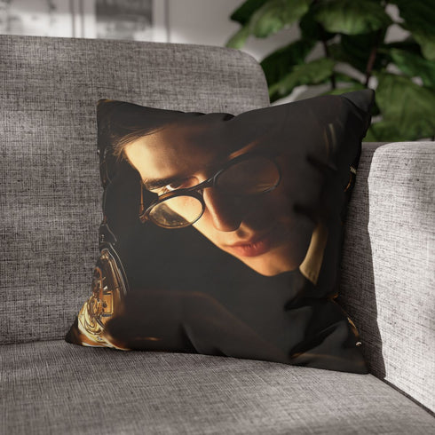 Watchmaker Assembling Time with Light (Edition V) — 40×40 Cushion Cover — Sofa & Armchair Living Room Lifestyle View