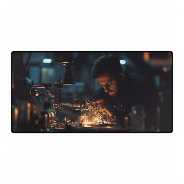 Watchmaker Assembling Time with Light — XXL Gaming Desk Mat — Full Top-Down Artwork View