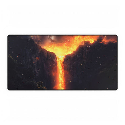 Waterfall of Fire from Mountain — XXL Gaming Desk Mat — Full Top-Down Artwork View