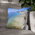 White Cliffs and Blue Skies — 40×40 Cushion Cover — Sofa & Living Room Lifestyle View