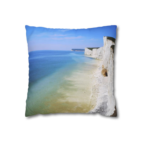 White Cliffs and Blue Skies — 40×40 Cushion Cover — Front 40×40 cm Square Cushion View