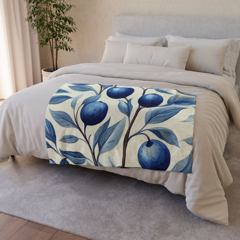William Morris Willow Bough Botanical Pattern — 50×60 Plush Throw Blanket — Draped Over Sofa & Bed Lifestyle View